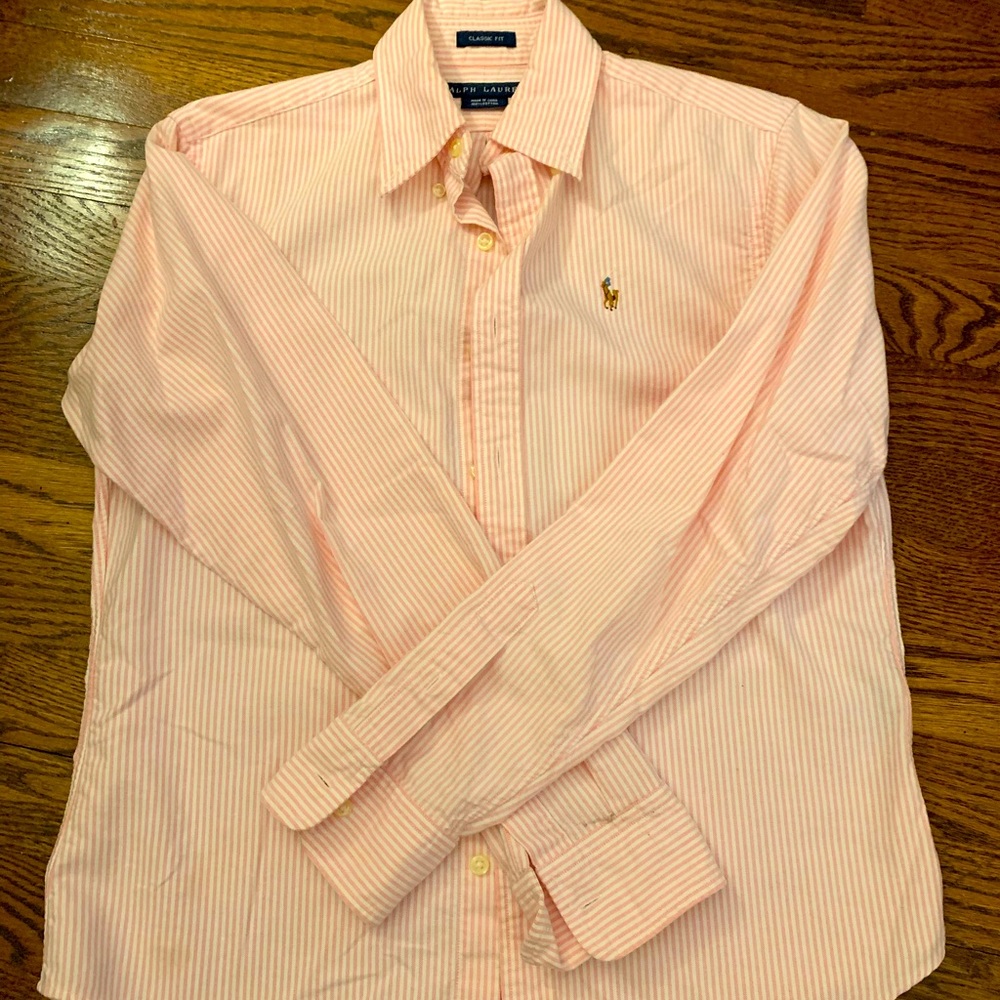 Polo Ralph Lauren pink and white top